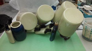 Here are a few pieces that were "joined" together in the kiln. Oops!