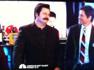 Tim's growler is sitting on the bar in the background of Parks and Recreation.
